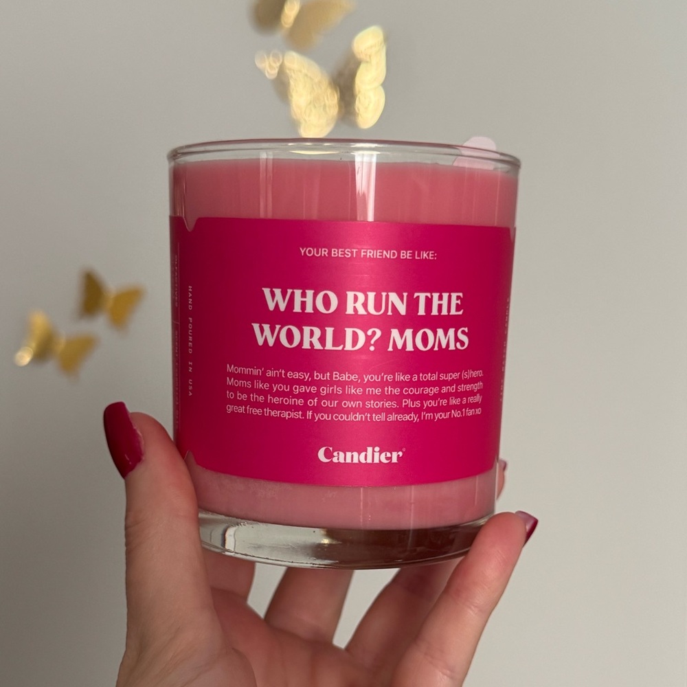 Pink Mom Mothers Day Candler Glass Candle